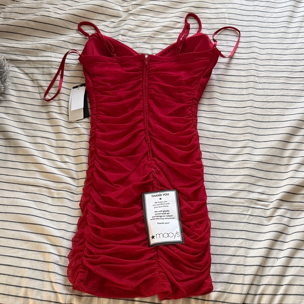 City Studio Red Ruched Mini Dress - Picture 3 of 3
